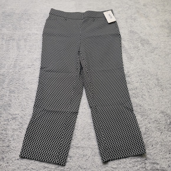Rafaella Capri Pants Women Size 8 Black White High Rise Stretch Straight Pull On - Picture 1 of 11